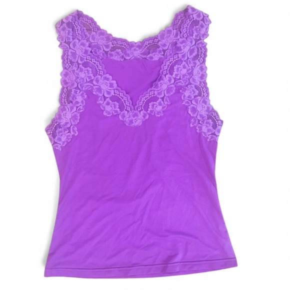 Frederick's of Hollywood Tops - Y2K Lacey Babydoll Cami Tank Pajama  Size L Purple Stretch Feminine Dainty